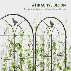 Outsunny Set of 2 Garden Trellis, Metal Fence Panels for Climbing Outdoor Plants, Flowers, 150 x 50cm