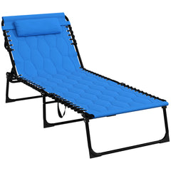 Outsunny Padded Sun Lounger, with Five-Position Reclining Back - Blue