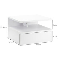 HOMCOM Set of Two Floating Bedside Tables - White