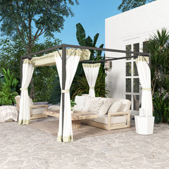 Outsunny 3 x 3m Aluminium Frame Pergola, with Retractable Roof - Khaki