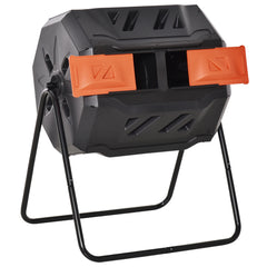 Outsunny 160L 360√Ç¬∞ Rotating Dual Chamber Composter - Orange