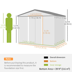 Outsunny 8 x 6ft Galvanised Steel Shed, with Double Door - Brown