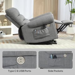 HOMCOM Rise and Recline Electric Massage Armchair - Grey