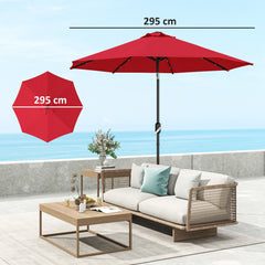 Outsunny 3 m Replacement Parasol Canopy with Top Vent, UPF 50+ Garden Parasol Replacement Canopy, 8 Rib Parasol Cover Replacement Fits Various Frames, Red