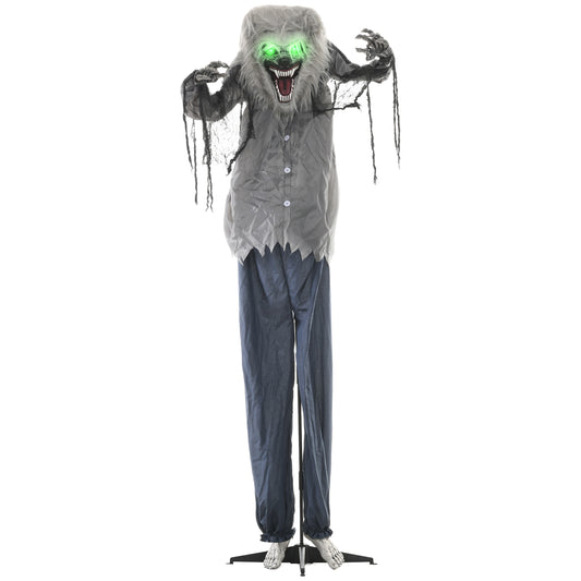 HOMCOM 6'8" Skeleton Werewolf Animatronic Halloween، مع عيون متوهجة