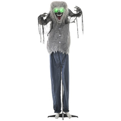 HOMCOM 6'8" Skeleton Werewolf Halloween Animatronic, with Glowing Eyes