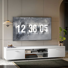 HOMCOM Modern TV unit Cabinet Entertainment Centre for TVs up to 90" w/ Cabinet Shelf for Living room Bedroom White