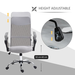 Vinsetto Ergonomic Office Chair Mesh Chair with Adjustable Height Tilt Function Light Grey