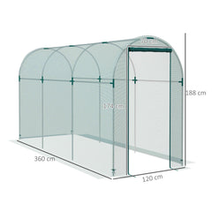 Outsunny 360 x 120cm Galvanised Steel Fruit Cage, Plant Protection Tent with Zipped Door, Green