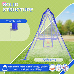 مجموعة أرجوحة معدنية للأطفال من Outsunny مكونة من أرجوحة ومقعد هزاز وكرسي هزاز، للأعمار من 3 سنوات فما فوق - برتقالي وأزرق