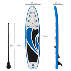 Outsunny 10.6' x 32" x 6" Inflatable Stand Up Paddle Board, Non-Slip & Ultra-Light Deck with ISUP Accessories, Adj Paddle, Pump, Backpack Bag, and Three Bottom Fins, for Youth Adults Beginner