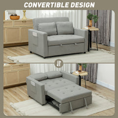 HOMCOM Velvet-Feel Two-Seater Sofa Bed - Light Grey