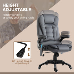 Vinsetto Massage Recliner Chair Heated Office Chair with Six Massage Points Velvet-Feel Fabric 360√Ç¬∞ Swivel Wheels Grey