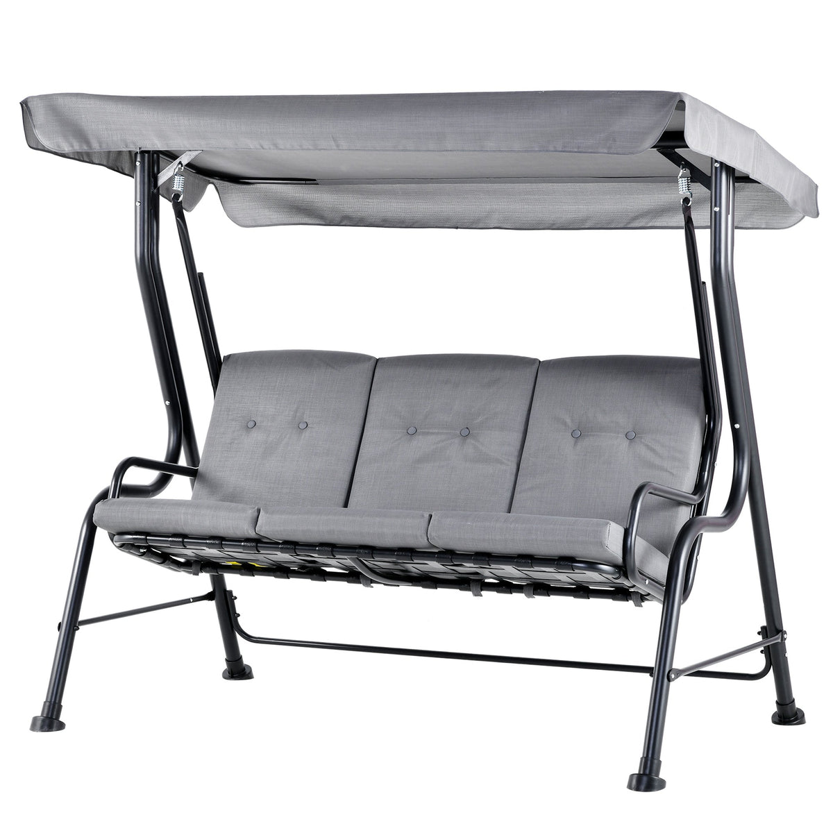 Outsunny Outdoor 3-person Metal Porch Swing Chair Bench, Grey