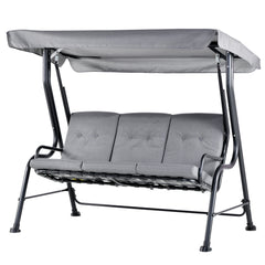 Outsunny Outdoor 3-person Metal Porch Swing Chair Bench, Grey