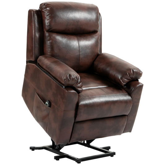 HOMCOM Faux Leather 70√Ç¬∞ Electric Riser Recliner Chair, Dark Brown