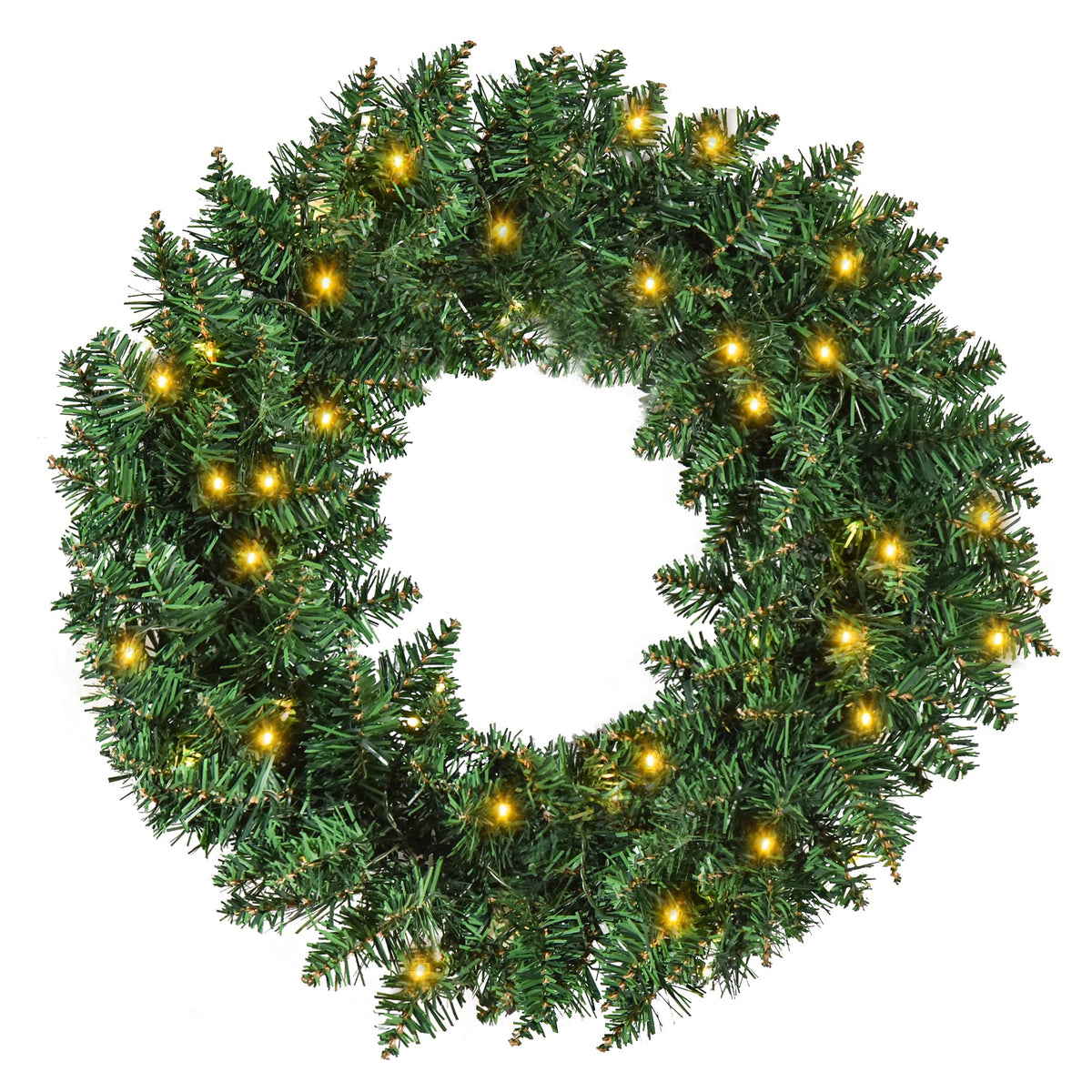 HOMCOM 55CM Pre-lit Christmas Wreath with 50 Warm White LED Ideal Xmas Artificial Door Decoration