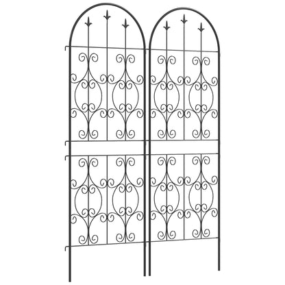 Outsunny Set of 2 Metal Garden Trellis, Decorative Trellis Panels for Climbing Outdoor Plants, Vegetables, Vines, Flowers, 150 x 50 cm, Scrollwork Design