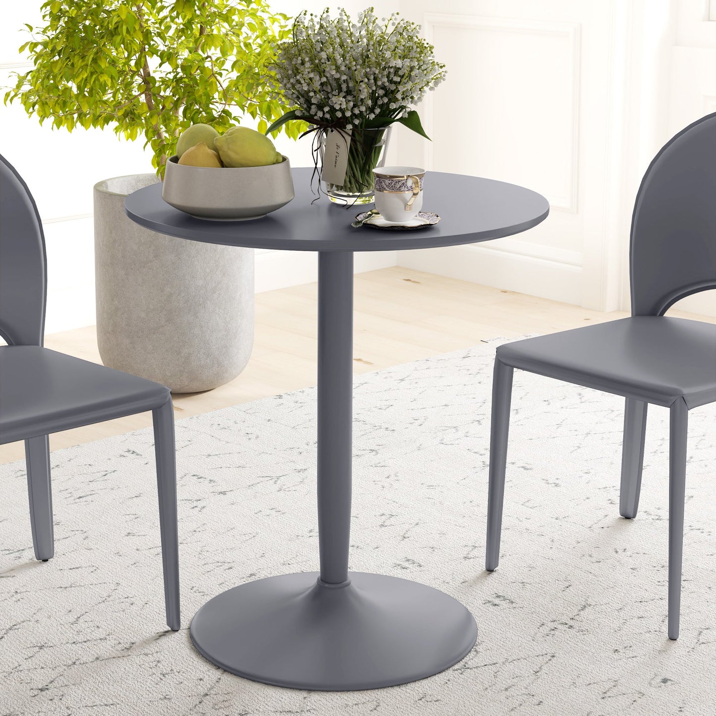 HOMCOM 75H x 70cm Two-Person Minimalistic Dining Table - Grey