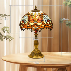 HOMCOM Stained Glass Table Lamp, Handcrafted Artisan Collectible, Suitable for Living Room and Bedside, Multi-Coloured, √ê¬§31 x 48Hcm, Zinc Alloy.