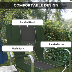 Outsunny Folding Aluminium Camping Chair, with Cooler Bag Table - Green