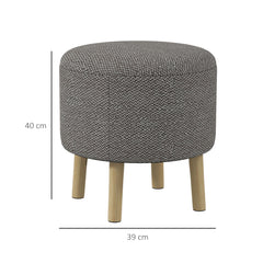 HOMCOM Round Linen-Look Storage Ottoman - Light Grey