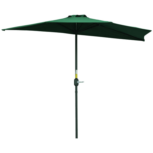 Outsunny 3(m) Half Parasol Semi Round Umbrella Patio Metal Frame Crank Handle for Balcony-- NO BASE INCLUDED, Green