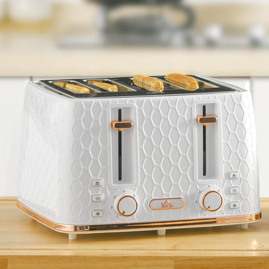 HOMCOM Four-Slice Honeycomb Toaster - White