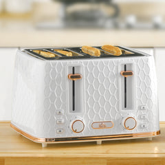 HOMCOM Four-Slice Honeycomb Toaster - White