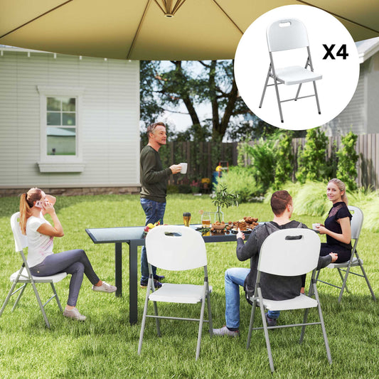 Outsunny Set of Four Foldable Outdoor Chairs - White