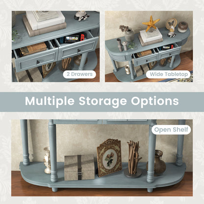 Retro Console Table with Storage for Living Room Hallway-Blue
