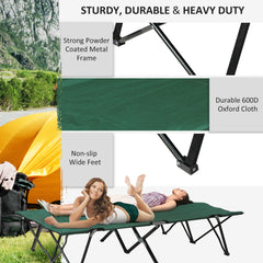 Outsunny Double Camping Cot Bed, with Bag - Green