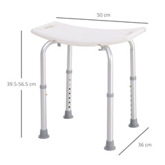 HOMCOM Height Adjustable Bath Stool, Aluminium Shower Stool with Non-Slip Pads for Elderly, Disabled, Seniors, Pregnant, White