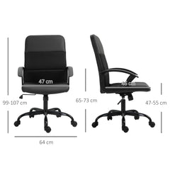 Vinsetto Mesh Office Chair, Faux Leather Desk Chair with Swivel Wheels, Adjustable Height and Tilt Function, Black