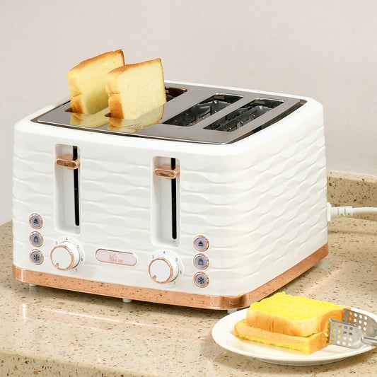 HOMCOM Four-Slice Rippled Toaster - White