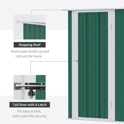 Outsunny 5ft x 3ft Metal Garden Storage Shed, Outdoor Tool Shed with Sloped Roof, Lockable Door for Tools, Equipment, Green