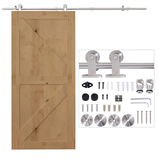 HOMCOM Wooden Sliding Door Kit Stainless Steel Smooth Operation Hardware Track Kit System Unit For Single Door 2000mm