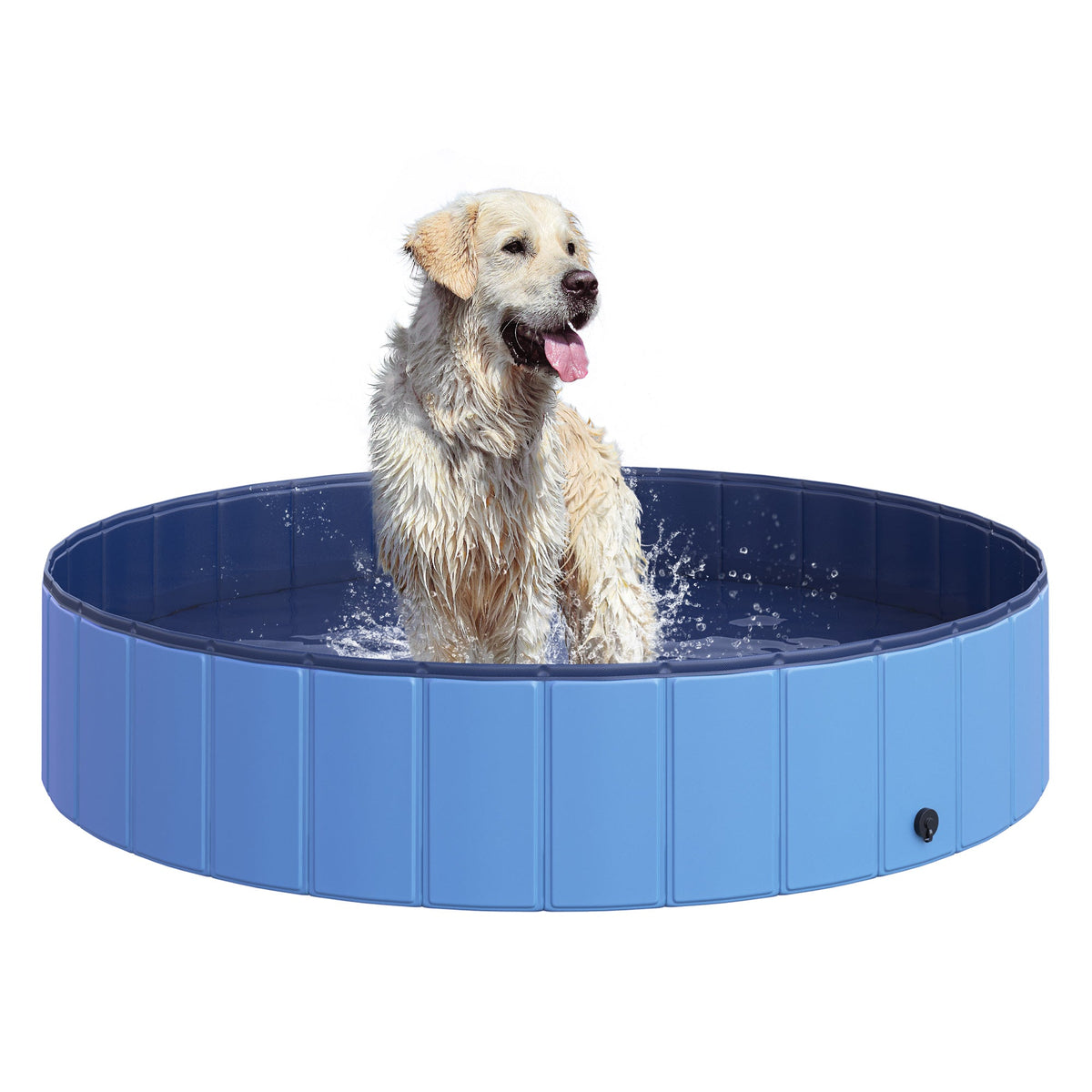 PawHut Foldable Dog Paddling Pool Pet Cat Swimming Pool Indoor/Outdoor Collapsible Summer Bathing Tub Shower Tub Puppy Washer (â140 x 30H (cm), Blue)