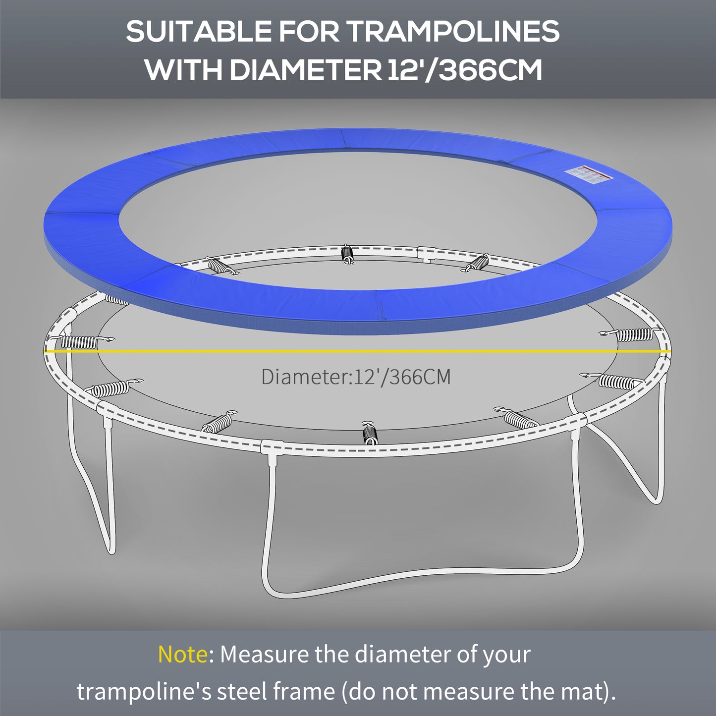 HOMCOM 12ft Trampoline Pad 366cm Trampoline Accessories Surround Pad Thick Foam Pads Padding Replacement Spare- Blue