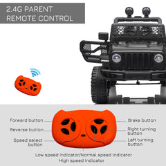 HOMCOM Kids Electric Ride On Car 12V Off Road Toy with Parental Remote Control 2 Motors Horn Lights Suspension Wheels for 3-6 Years Old Black