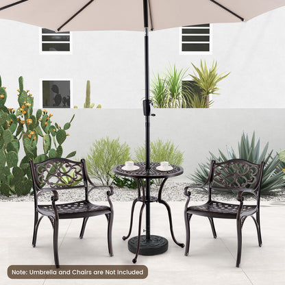 61 cm Round Cast Aluminum Table with 5 cm Umbrella Hole-Copper