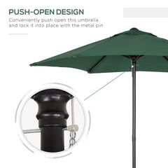 Outsunny 2m Garden Parasol Umbrella, Outdoor Sun Shade with 6 Sturdy Ribs for Balcony, Bench, Garden, Green