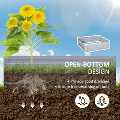 Outsunny Set of 2 291L Raised Garden Bed, Elevated Galvanised Planter Box for Flowers, Herbs, 100x100x30cm, Grey