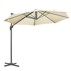 Outsunny 3 x 3(m) Cantilever Parasol with Cross Base, Garden Umbrella with 360√Ç¬∞ Rotation, Crank Handle and Tilt for Outdoor, Patio, Cream White