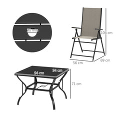 Outsunny Five-Piece Steel Frame Patio Set - Khaki/Black