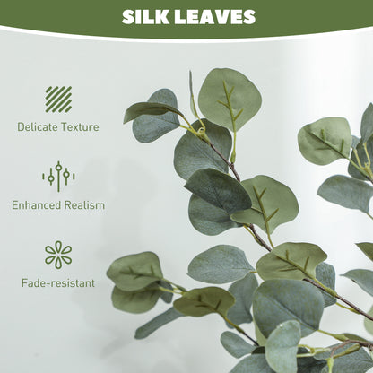 HOMCOM Decorative Artificial Tree, 5ft/ 150cm Silk Eucalyptus Tree with 230 Silver Dollar Leaves in Pot, Fake Plant for Home, Office, Living Room, Indoor Decor