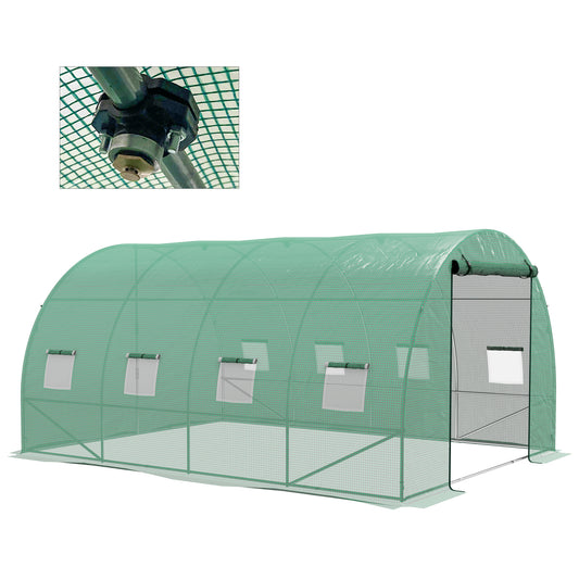 Outsunny Sprinkler System Polytunnel Greenhouse, 4 x 3(m), Green