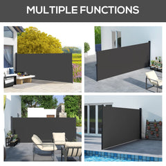 Outsunny Retractable Side Awning, Outdoor Privacy Screen for Garden, Hot Tub, Balcony, Terrace, Pool, 400 x 160cm, Black