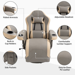 HOMCOM Manual Recliner Armchair PU Leather Lounge Chair w/ Adjustable Leg Rest, 135√Ç¬∞ Reclining Function, 360√Ç¬∞ Swivel, Grey