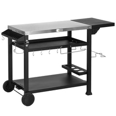 Outsunny Multi-Feature BBQ Grill Table, with Stainless Steel Top - Black